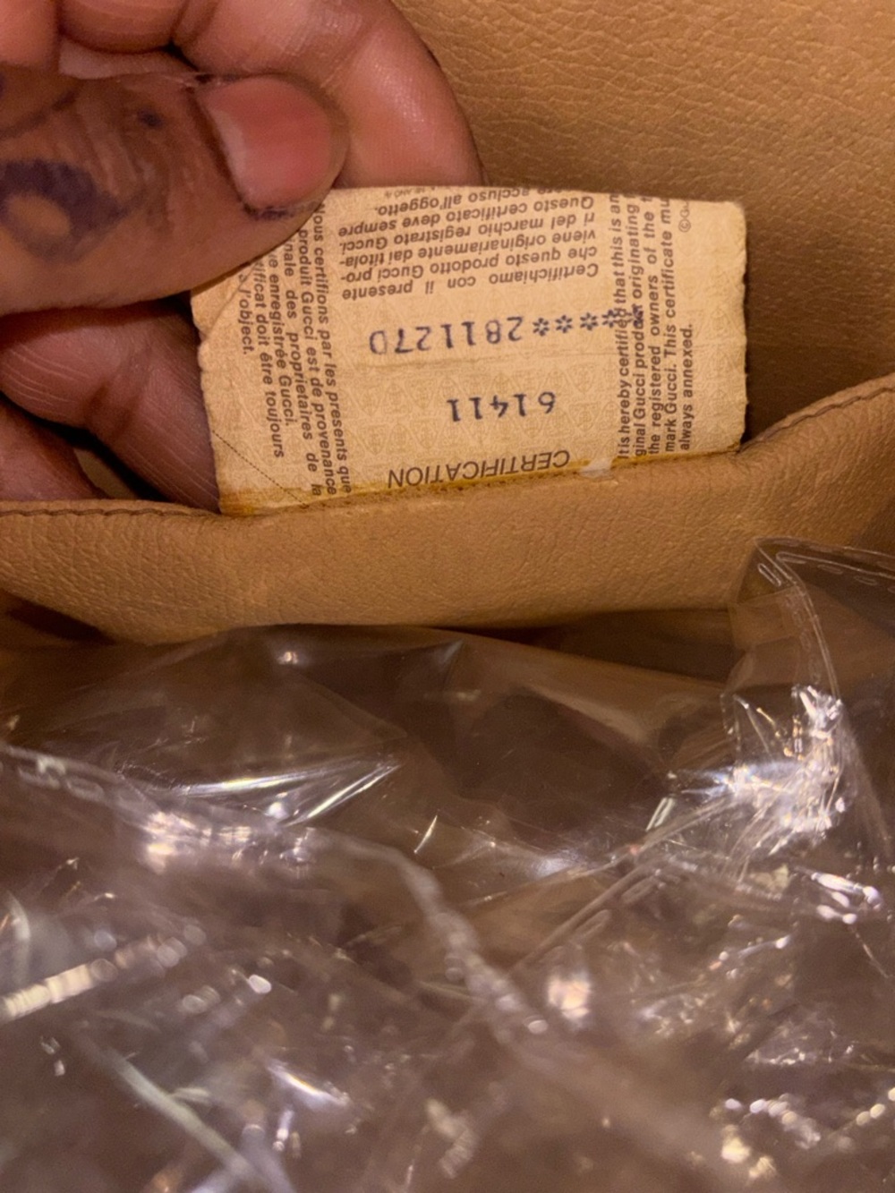 Gucci Beige Monogram Canvas Clutch with Brown Leather Trim and Green-Red Web - Picture 6 of 8